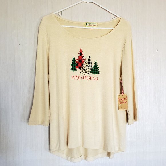 Wishing You Very Magical Season Cream Christmas Tree Sweater - L -NWT - Picture 1 of 6